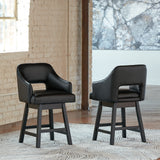 Tallenger 2-piece bar stool set black seat with dark brown frame