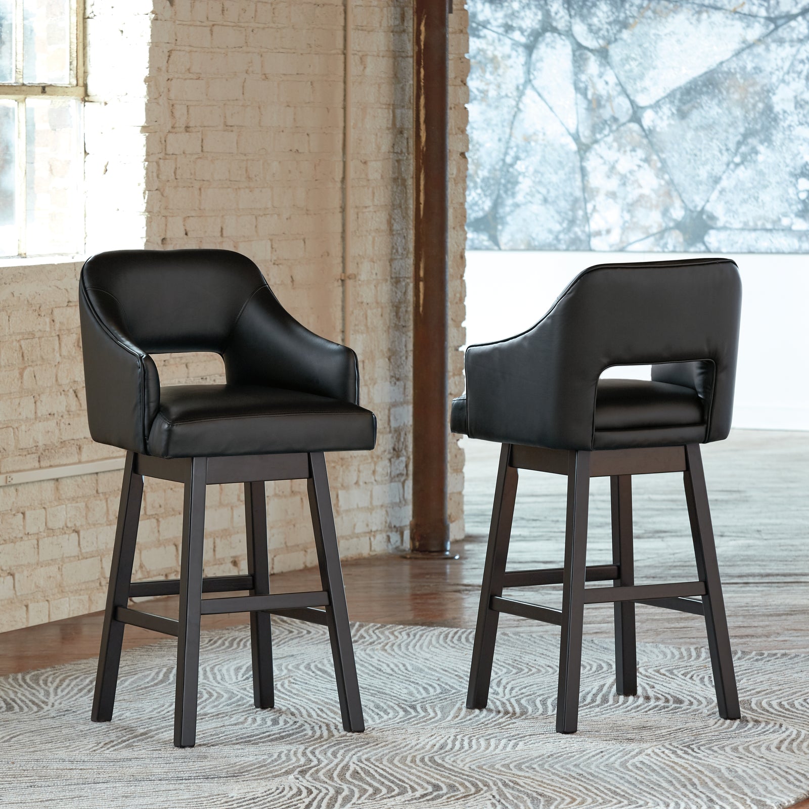 Tallenger Black/Dark Brown 2-Piece Bar Stool