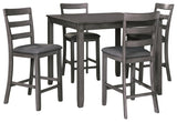 Bridson gray counter height dining table and bar stools side angle