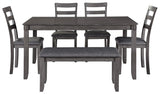 Four Bridson ladderback dining chairs with gray upholstered seats