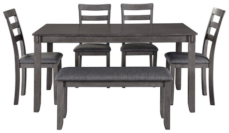 Four Bridson ladderback dining chairs with gray upholstered seats