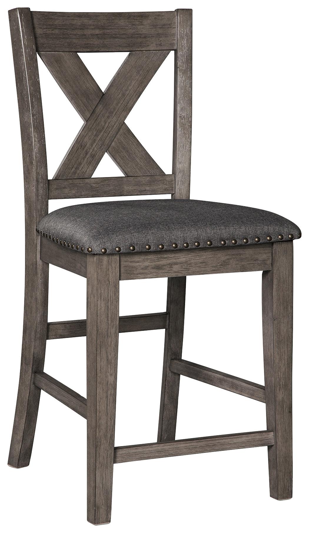 Caitbrook Gray Counter Height Upholstered Bar Stool front view