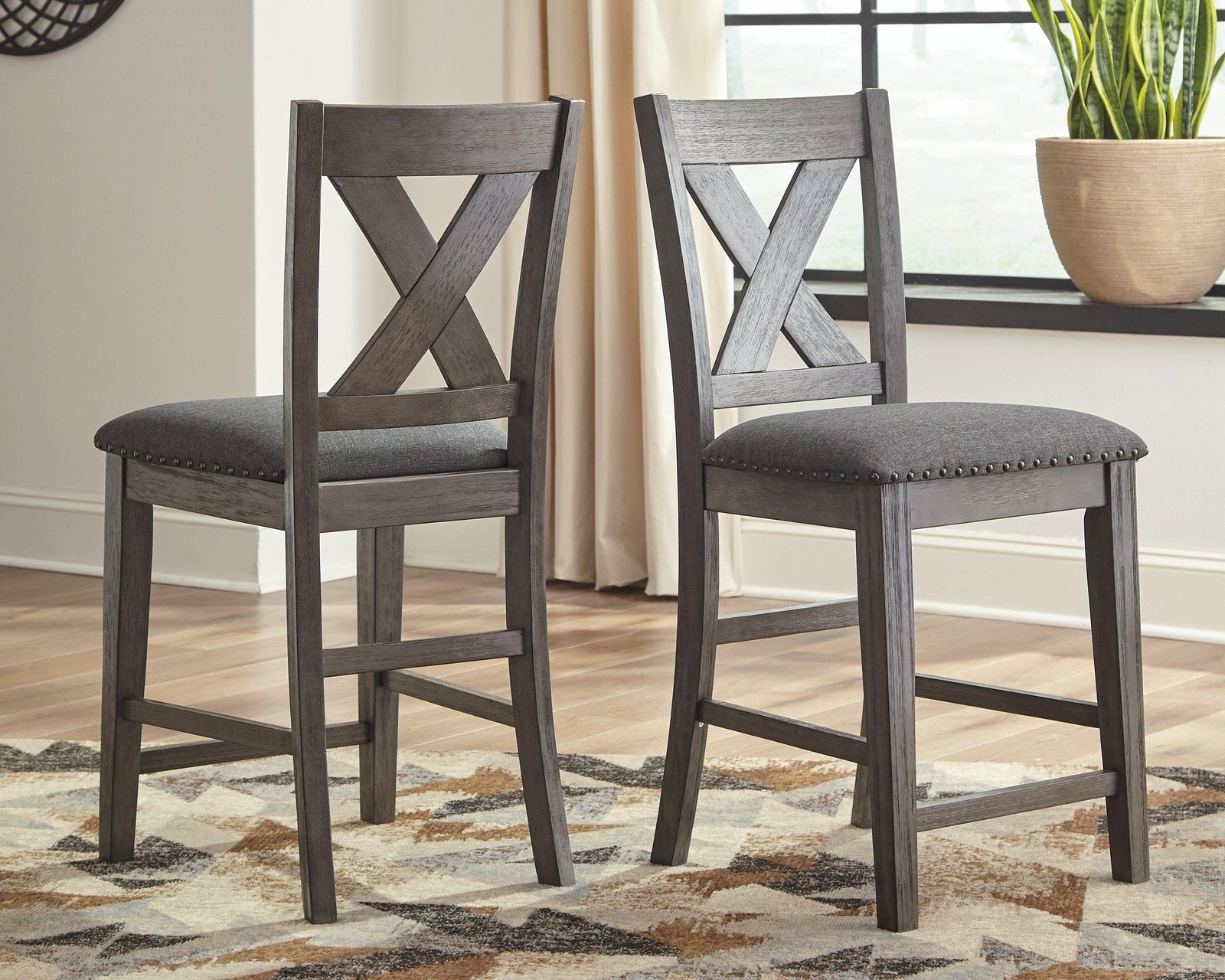 Caitbrook Gray Counter Height Upholstered Bar Stool - Ella Furniture