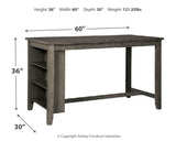 Caitbrook Gray Counter Height Dining Table dimension diagram