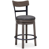 Caitbrook Gray Counter Height Bar Stool side swivel view