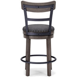 Caitbrook Gray Counter Height Bar Stool wooden legs detail
