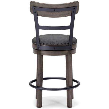 Caitbrook Gray Counter Height Bar Stool wooden legs detail