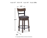 Caitbrook Gray Counter Height Bar Stool dimensions chart