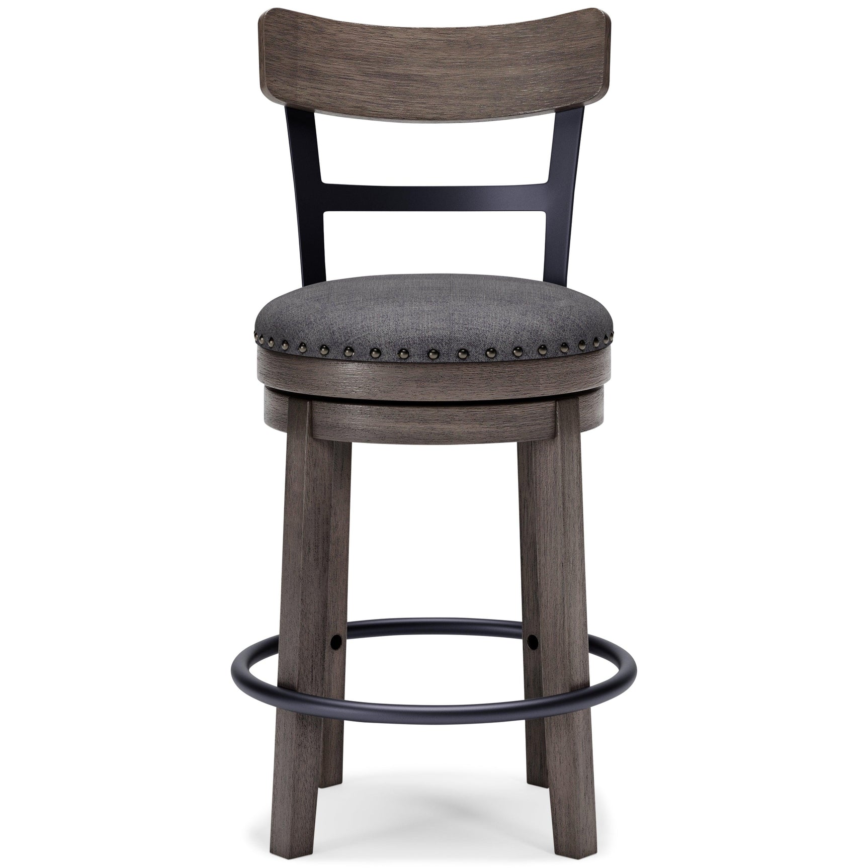 Caitbrook Gray Counter Height Bar Stool fully assembled