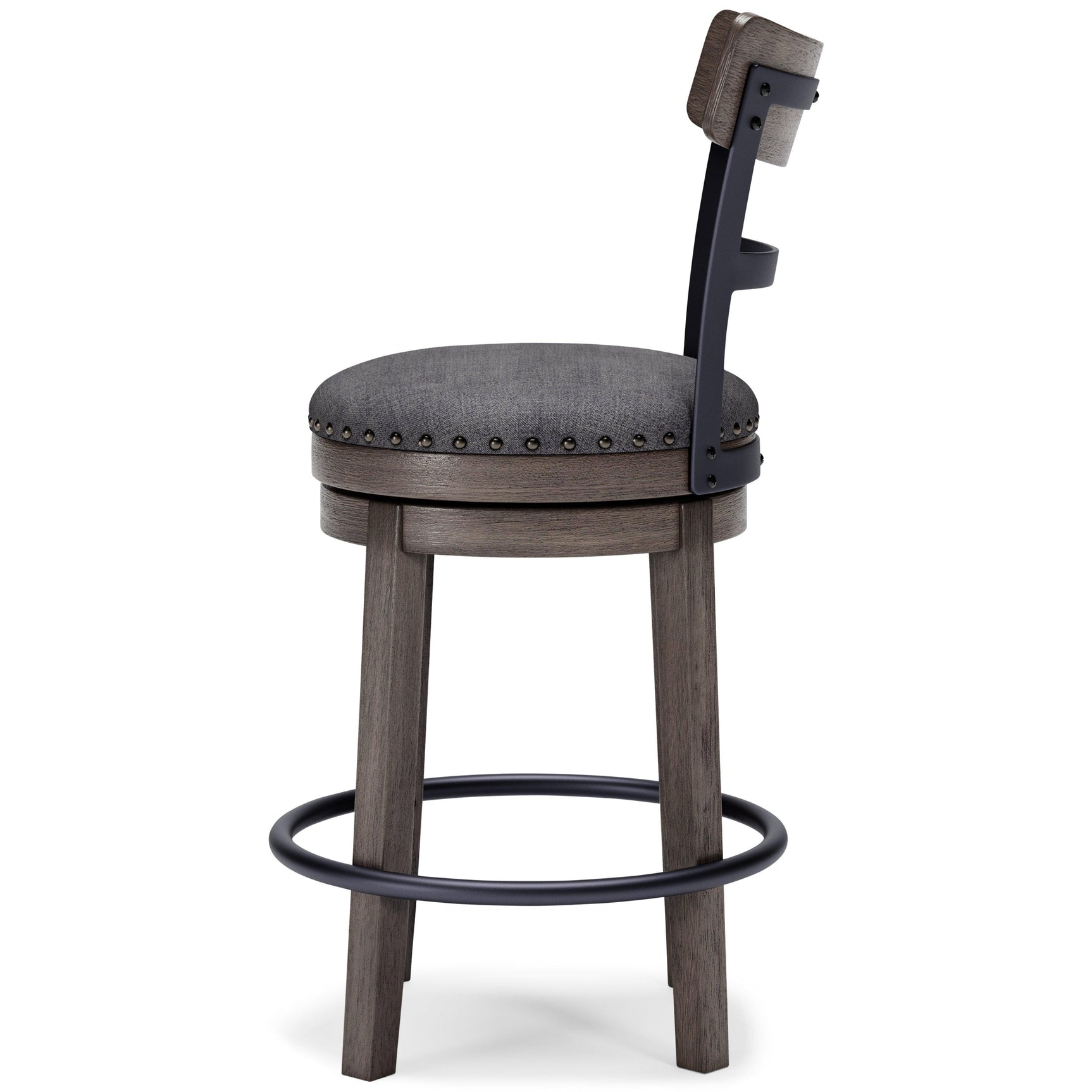Caitbrook Gray Counter Height Bar Stool footrest detail