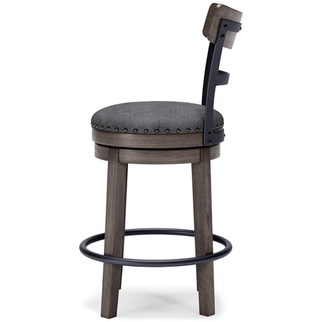 Caitbrook Gray Counter Height Bar Stool footrest detail