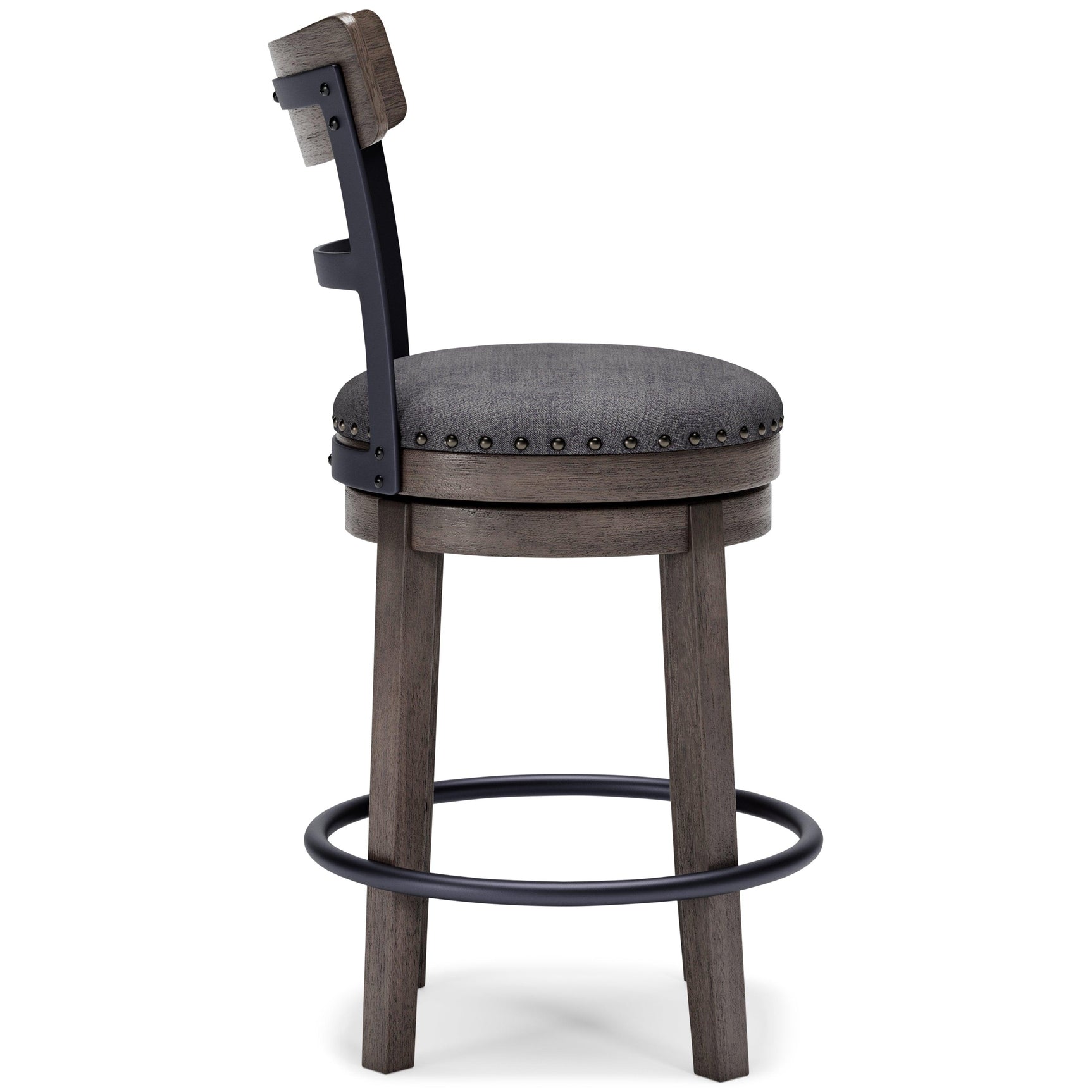 Caitbrook Gray Counter Height Bar Stool seat close-up