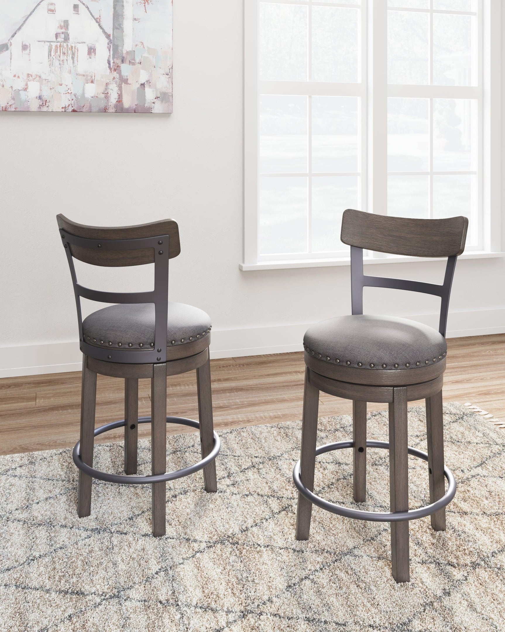 Caitbrook Gray Counter Height Bar Stool top seat view