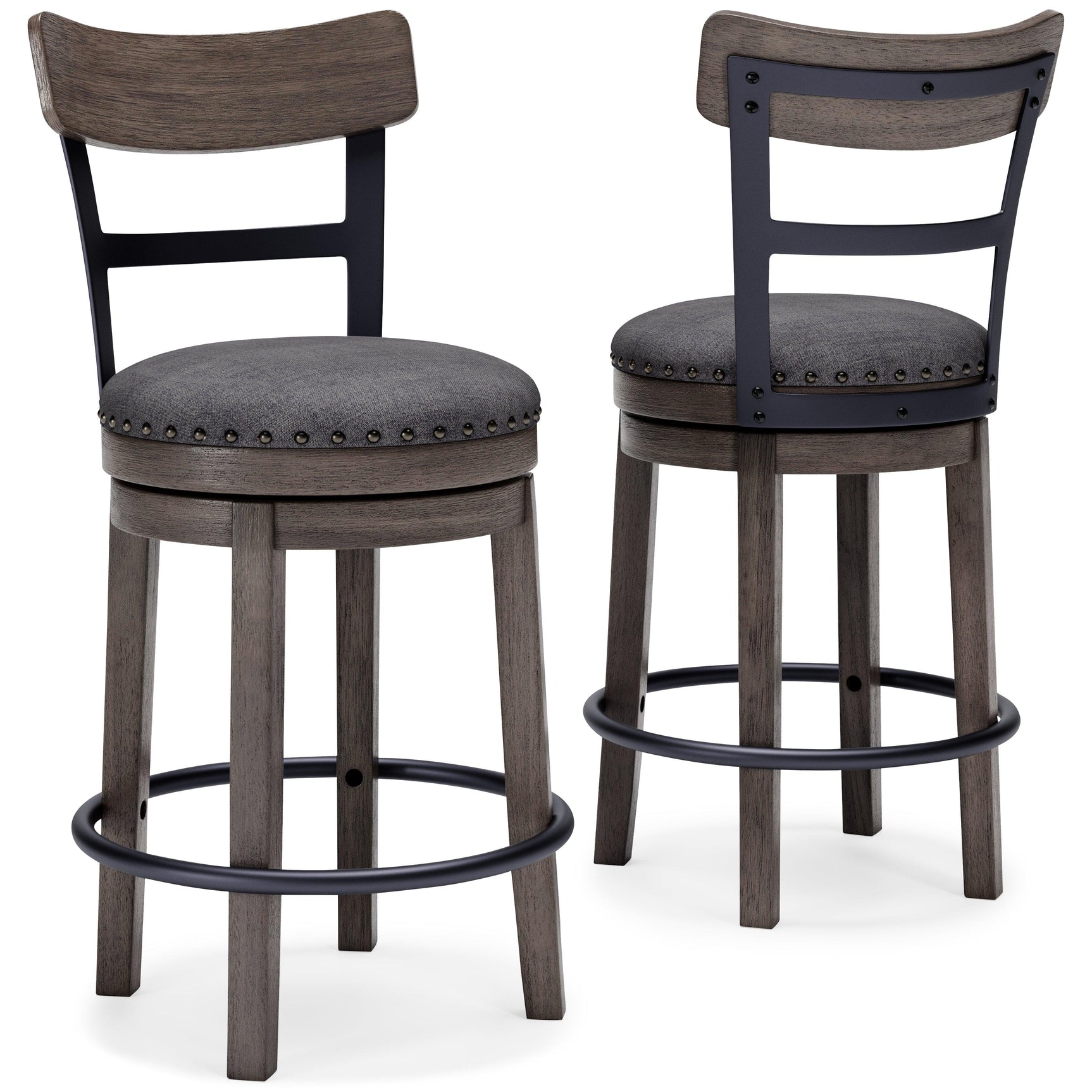 Caitbrook Gray Counter Height Bar Stool back view