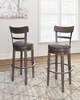 Caitbrook Gray Upholstered Bar Height Swivel Stool with assembly kit