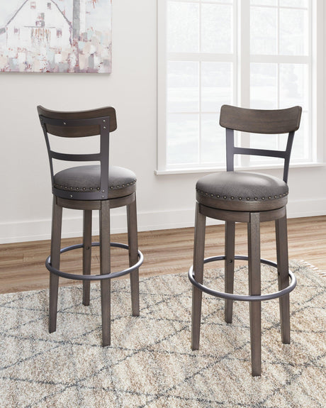 Caitbrook Gray Upholstered Bar Height Swivel Stool with assembly kit