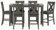 Caitbrook gray counter height dining table set front view