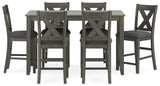 Caitbrook gray counter height dining table set front view