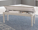 Back view of Skempton white light brown storage bench