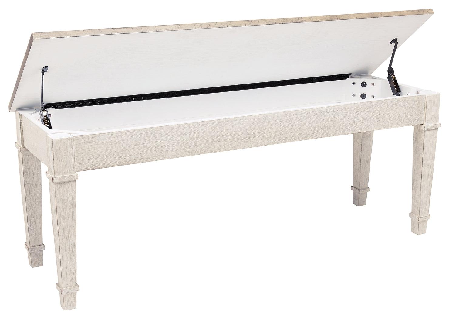 Close-up of Skempton bench storage interior