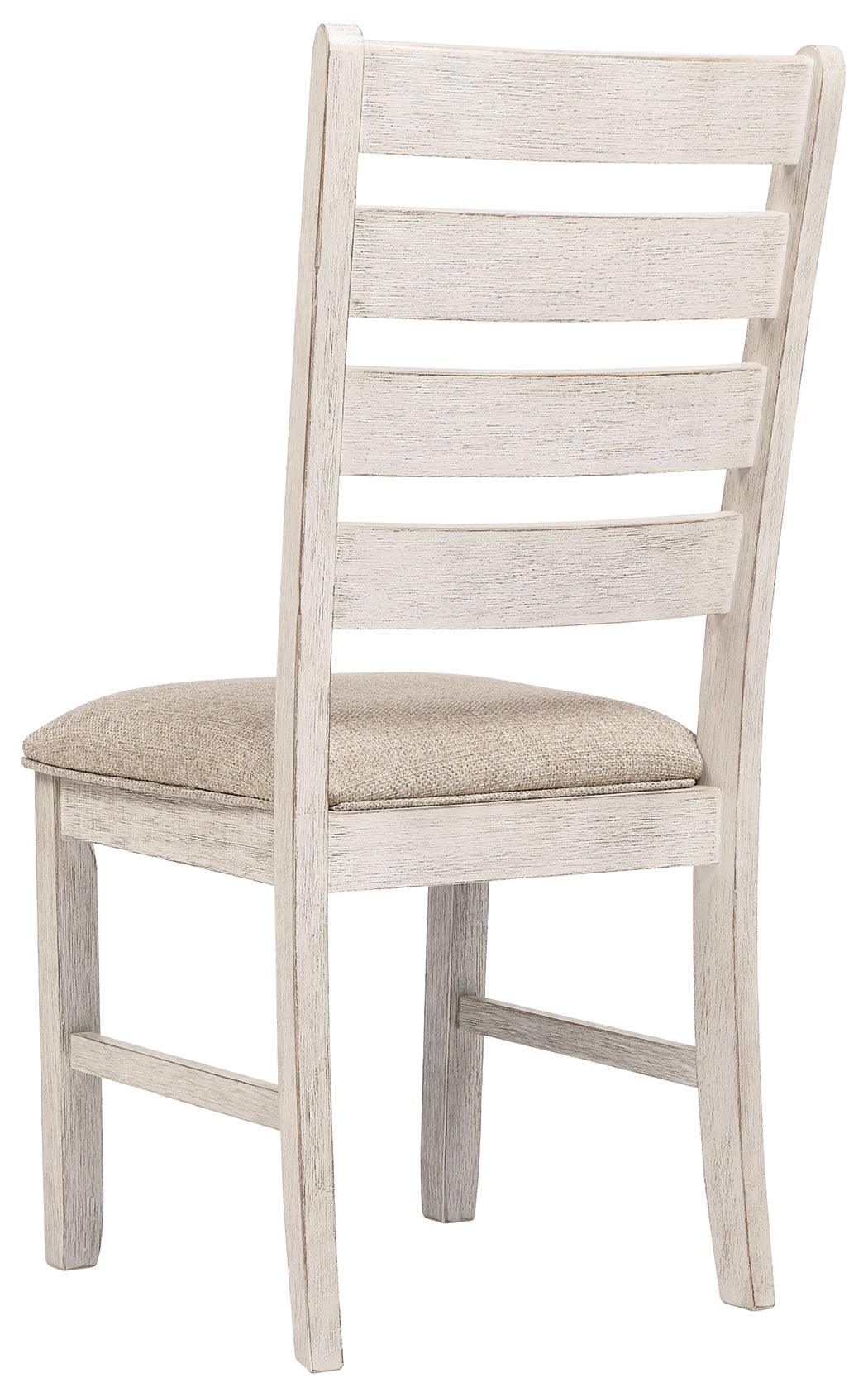 Skempton dining chair seat detail with polyester fabric