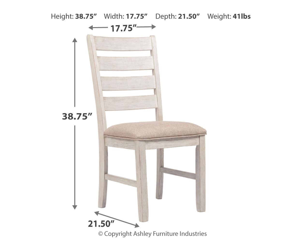 Skempton dining chair with seat and back dimensions illustration