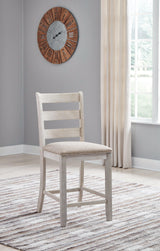 Skempton White and Light Brown Upholstered Counter Height Bar Stool back view