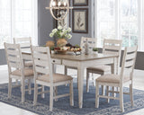 Close-up of brown plank top on Skempton dining table