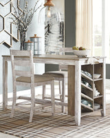 Close-up of Skempton tabletop plank effect finish