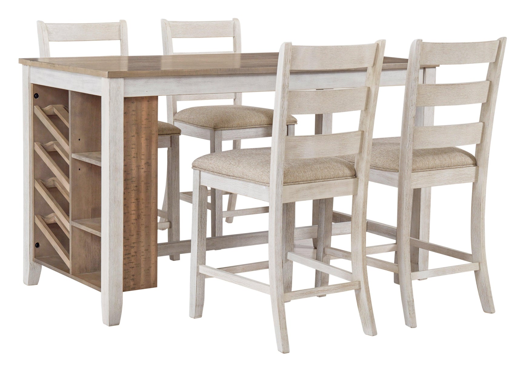 Skempton wine rack and open shelves detail