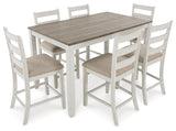 Counter height bar stool with ladderback design and cushioned seat, side angle