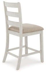 Back view of bar stool capturing ladderback rails