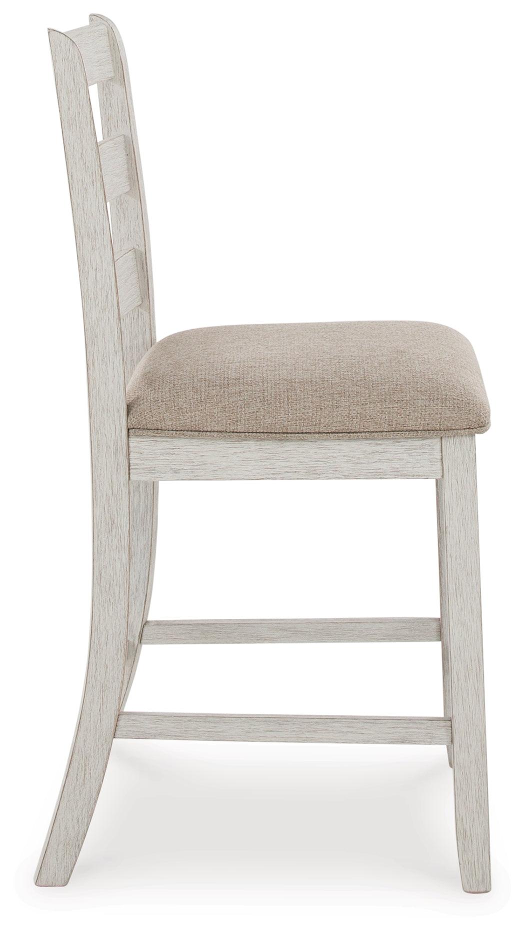 Bar stool side profile showing seat cushion and wood frame