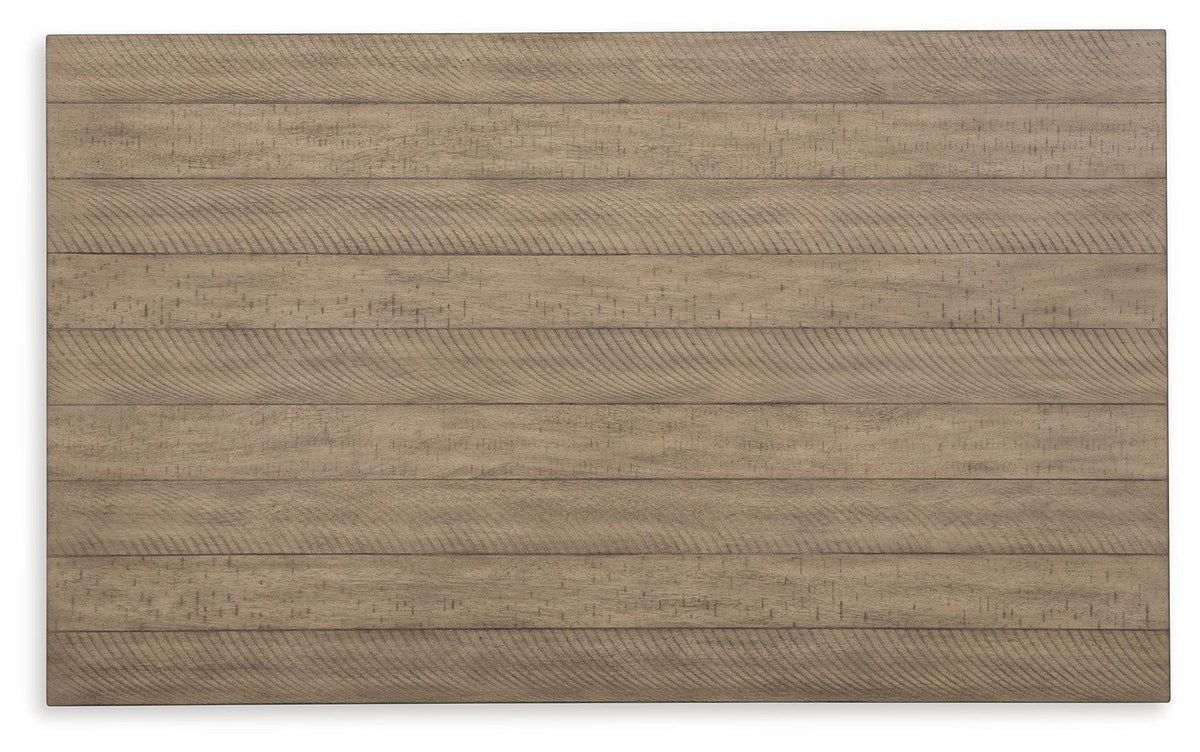Close-up of table top texture and brown finish