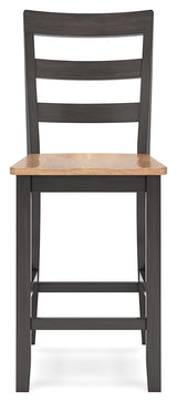 Counter height table and barstools in casual kitchen setting