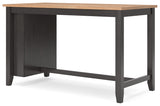 Gesthaven natural wood and brown counter height dining table with two barstools front view