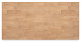 Gesthaven natural wood and brown counter height dining table with two barstools front view