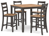 Angle view of Gesthaven counter height dining table with ladderback barstools