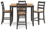 Head on view of Gesthaven natural brown dining table set