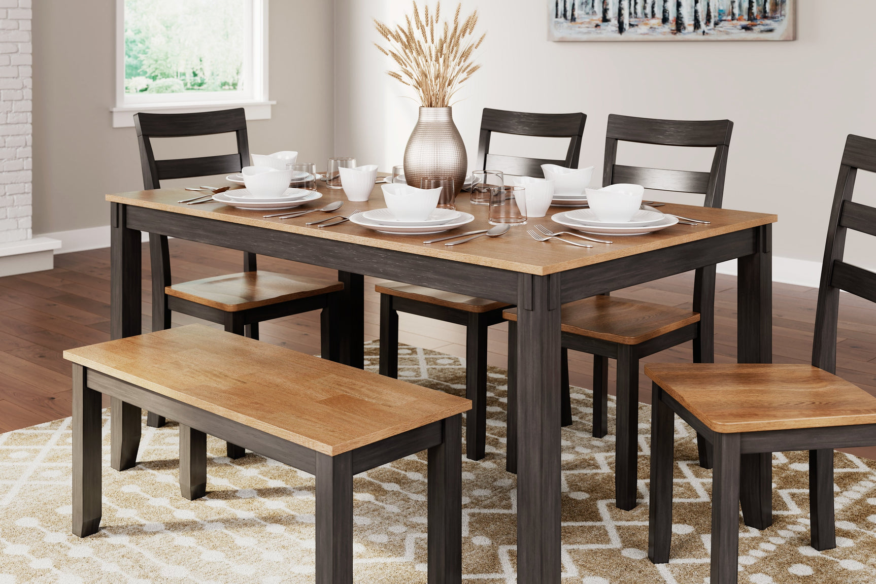 Styled Gesthaven dining set in casual dining room setting