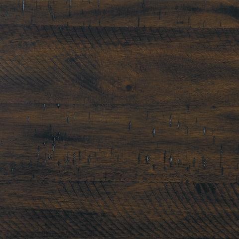 Close detail of Rokane dining table rough sawn finish