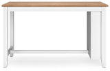 Gesthaven natural wood and white counter height dining table with two barstools, front view