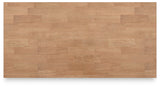 Gesthaven natural wood and white counter height dining table with two barstools, front view