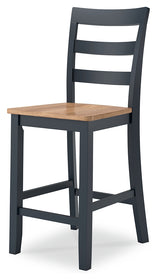 Gesthaven Natural and Blue counter height dining table with two barstools