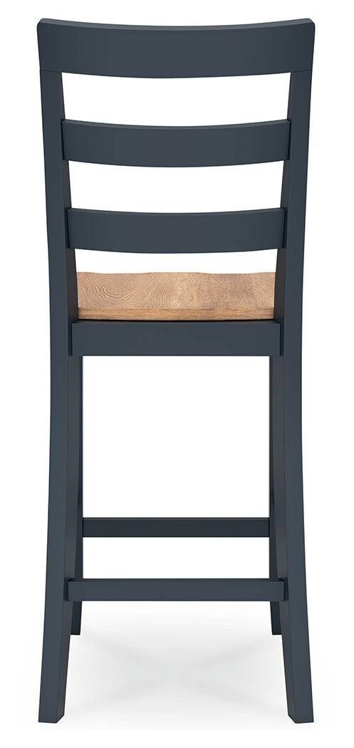 Gesthaven Natural and Blue counter height dining table with two barstools