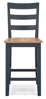 Gesthaven Natural and Blue counter height dining table with two barstools