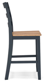 Gesthaven Natural and Blue counter height dining table with two barstools