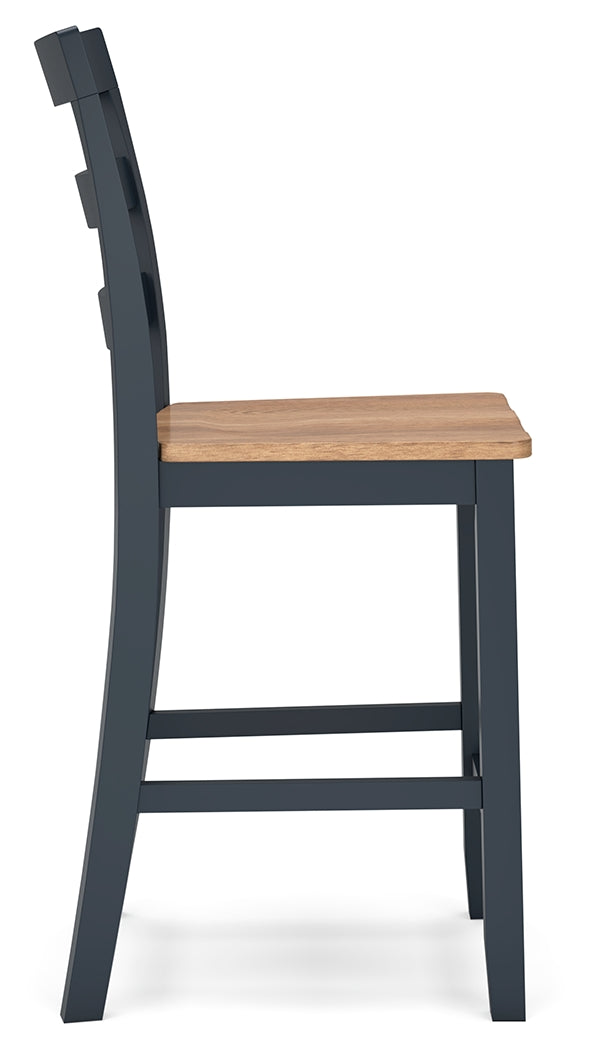 Gesthaven Natural and Blue counter height dining table with two barstools