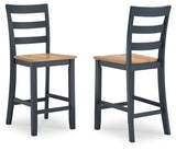 Gesthaven Natural and Blue counter height dining table with two barstools
