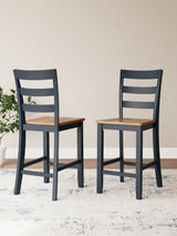 Gesthaven Natural and Blue counter height dining table with two barstools